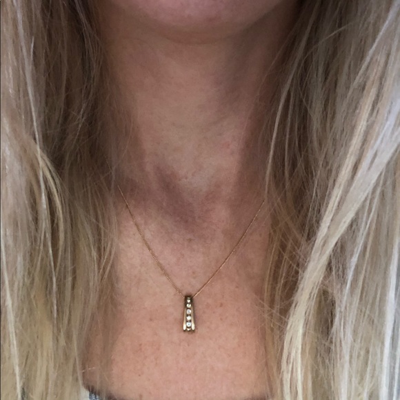 Channel Set Gold Necklace - Picture 5 of 5